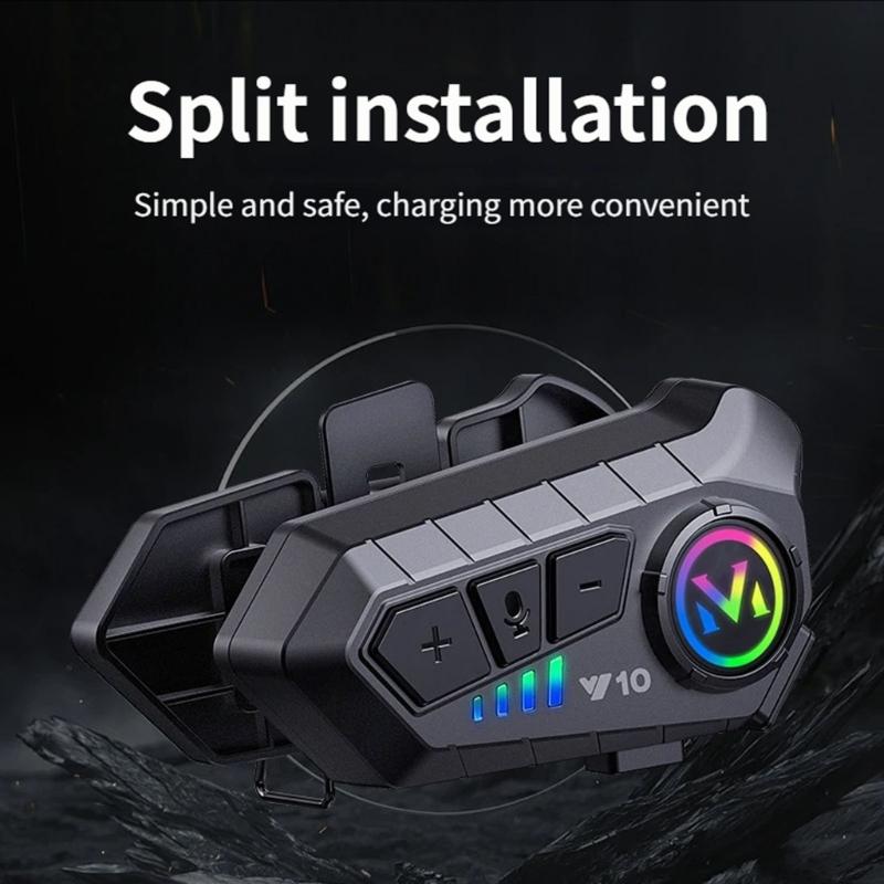 Motorcycle Helmets Communication System Wireless Headset With Noise Cancellation And Phone Connection