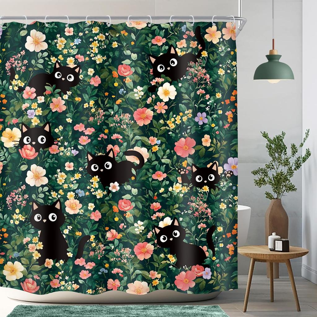 Rustic Bear Cabin Shower Curtain, Western Lodge Mountain Animal Design, Waterproof Polyester With Hooks