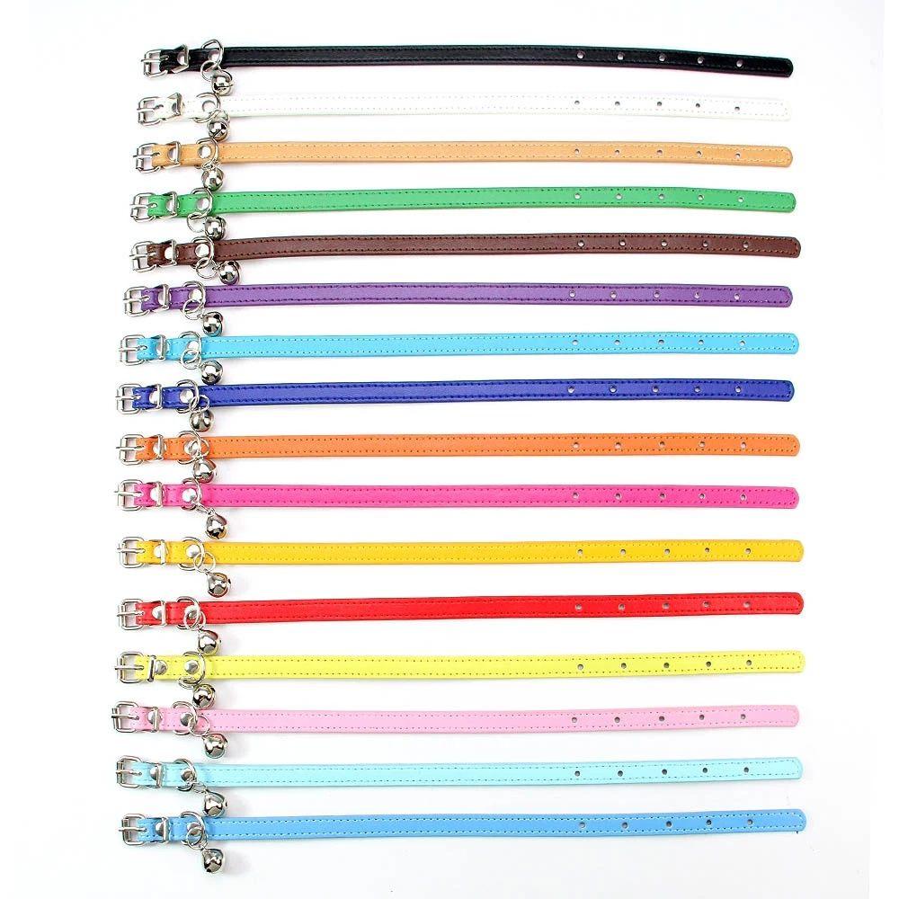 Adjustable Cat Collar Soft Leather Detachable Bell Puppy Dog Collar Kitten Puppy Necklaces Chihuahua Collars