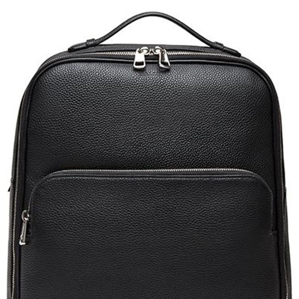 Bally Solid Color Litchi Pattern Zipper Closure Large Capacity Commuter Backpack Men Backpack Black 6240401