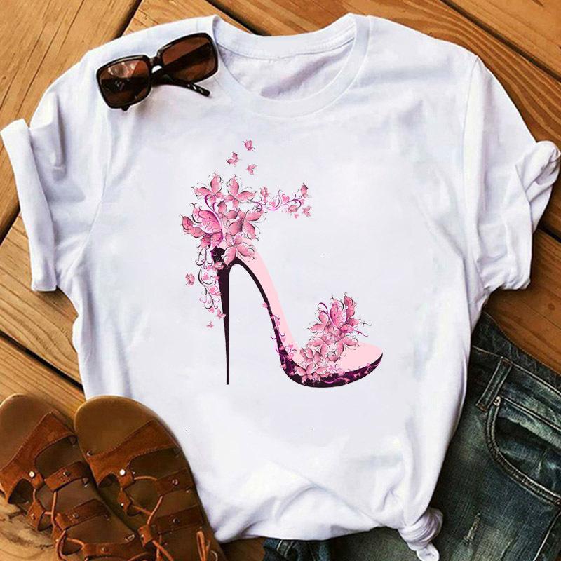 Summer High Heels Simple Women's Casual Cute Plus Size Pure Cotton Short Sleeved T-Shirts Women’s