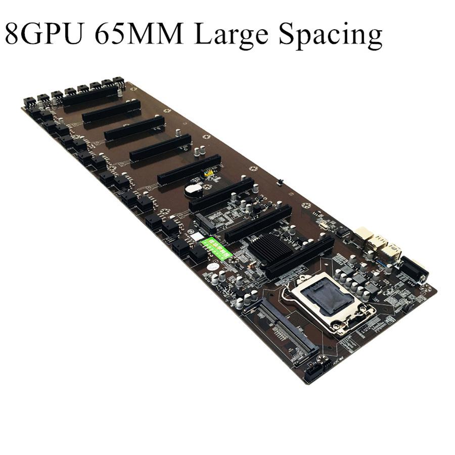 Newest Stable 8GPU Mining Motherboard Support 8 PCI-E+ Video Cards BTC ETH ZEC Mining