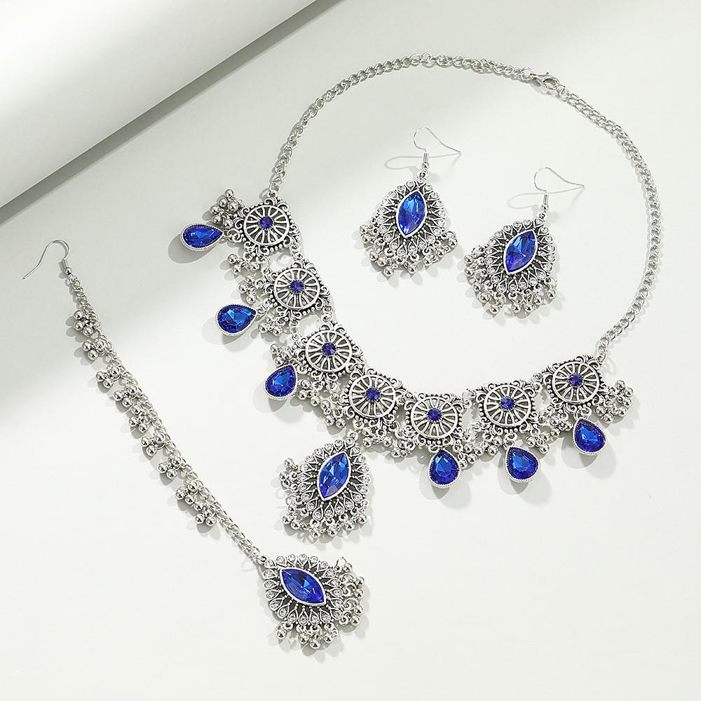 Middle East Ethnic Style Necklace And Earring Set With Water Dazzle Drop For Women