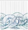 Wave Pattern Shower Curtain Ocean Design Blue Water Art Nautical Theme Bath Decor Waterproof Fabric Coastal Style Home