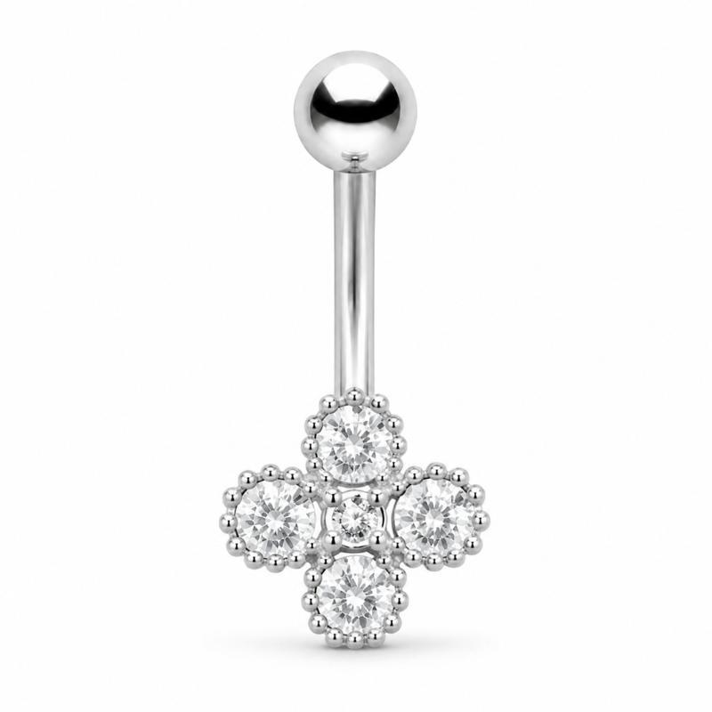 Silver Color Dangle Butterfly Flower Belly Button Ring Stainless Steel Sexy Navel Piercing Jewelry