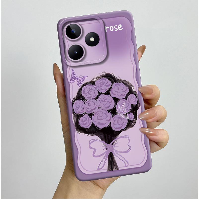 For Realme C51 C53 Case RMX3830 RMX3760 Shell Pretty Flower Full Back Cover for RealmeC51 C53 C61 C63 C 51 S Soft Silicone Funda