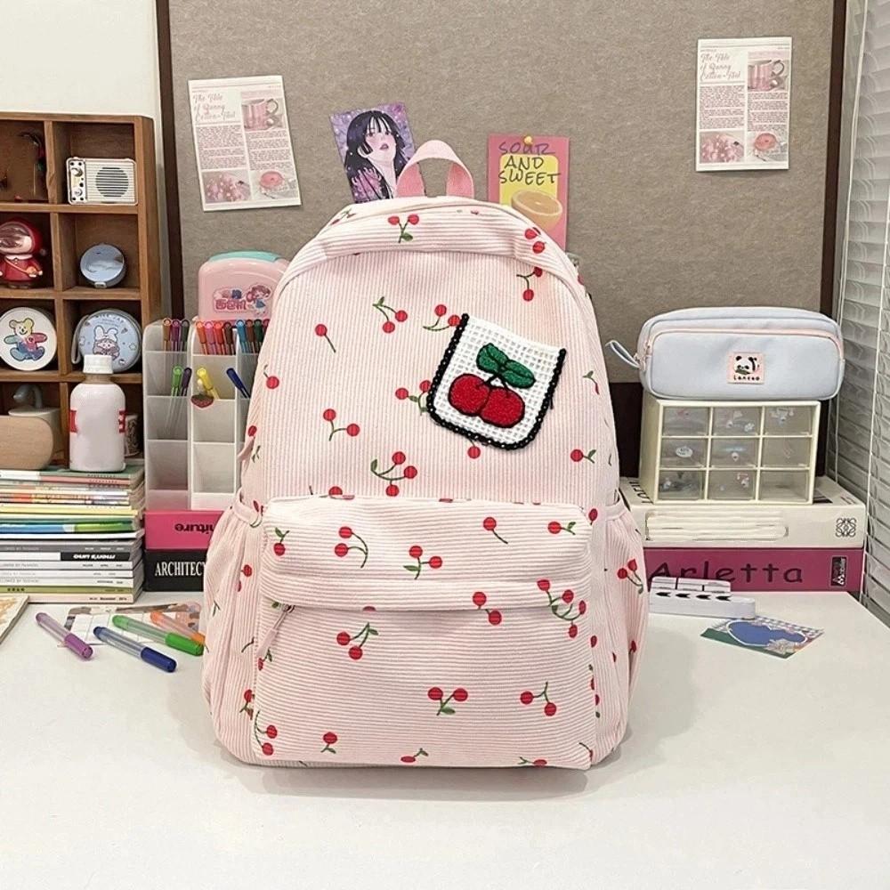 Durable Canvas Girls Backpack Versatile Large Capacity Students Schoolbag Lightweight Travel Rucksack For High School Students