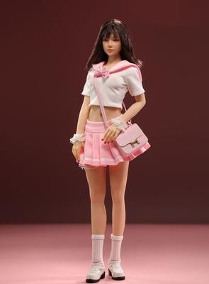 16 Scale Sexy Female School Uniform, JK Uniform, Fashion Top, Sexy Suit (Bodywork, Head, and Shoes Not Included) Pink