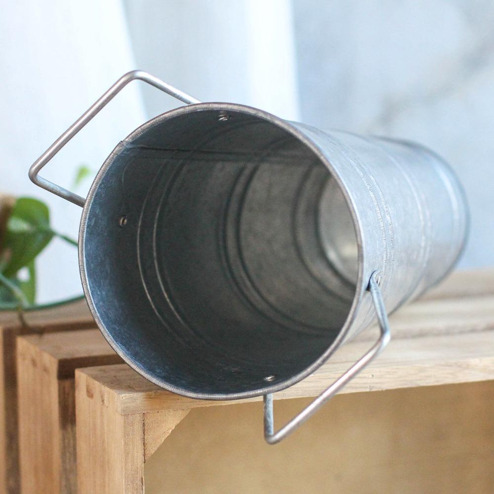 Round Tin Flower Bucket Durable Wrought Vase Beer Barrel Retro Tin Barrel  Home Decor