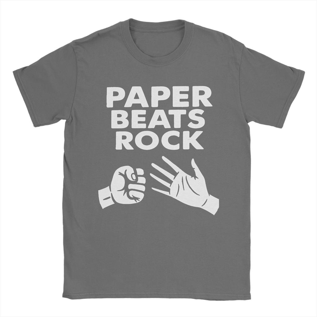 Paper Beats Rock TShirts for Men Crew Neck Pure Cotton T Shirt Rock Paper Scissors Short Sleeve Tee Shirt Big Size Clothing