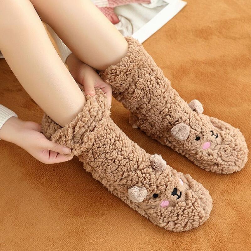 Wool Poggle Winter Long Sleep Socks 2 Colors Thick Socks brown