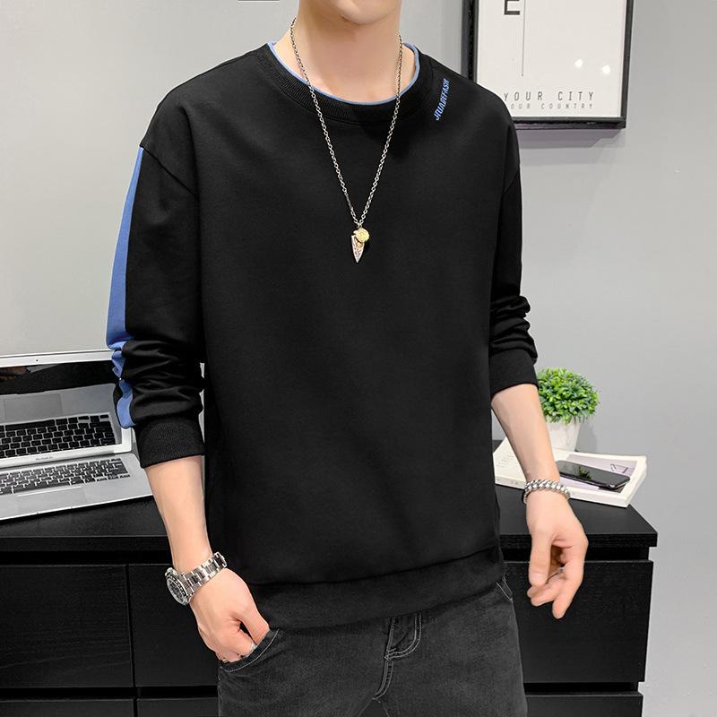 Men's Sweatshirt Spring New Youth Hong Kong Style Casual Loose Round Neck Long Sleeve Versatile T-shirt Bottoming Shirt