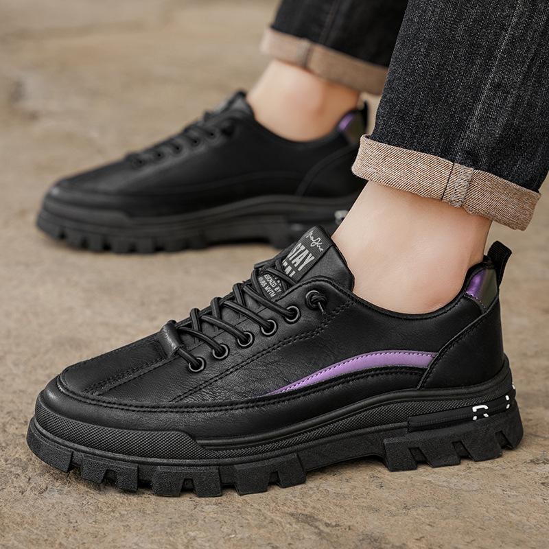 New Spring Men's Shoes Working Shoes Thick Sole Shoes Korean Style Fashion Casual Shoes Sports Trendy Single Shoes
