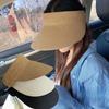 New Summer Straw Wide Brim Sun Visors Hat For Women Adjustable Empty Top Sun Hat Foldable Beach Sunscreen Hat Outdoor Travel Hat