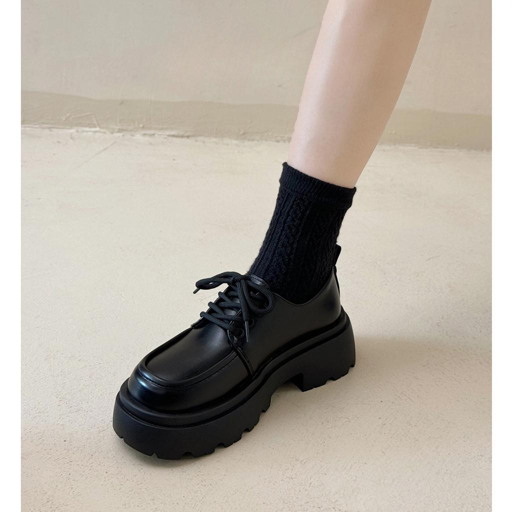 Small leather shoes for women's British style 2025 new spring and summer with skirt jk single shoes black commuter platform loafers for women