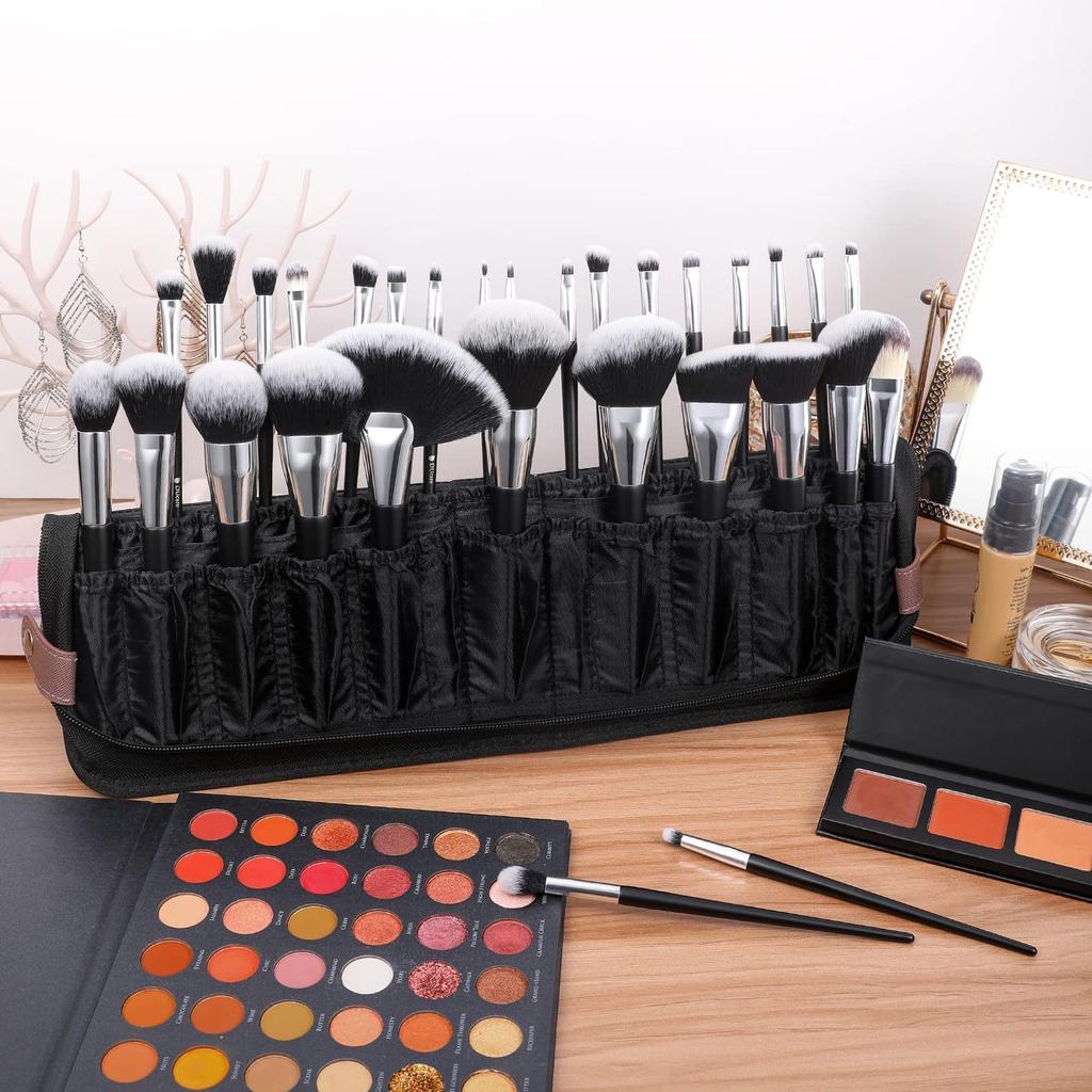 DUcare Makeup Brush Storage Makeup Freestanding Makeup Brush Holds 30 Brown Not for Makeup Artists and Professionals Case, Pouch, Organizer, Brushes,