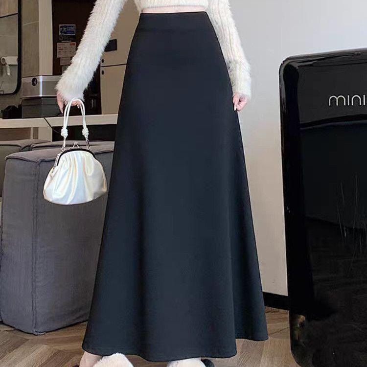 Hohe Taille Schlanker Langer Rock - Verdickt für Herbst/Winter 2025, Eleganter Stil