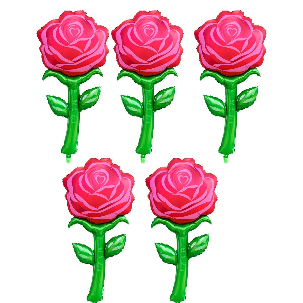 1 Artificial Rose Flower, 1 Large Rose Aluminum Foil Balloon, Suitable for Valentine's Day, Birthday Parties, Confession and Proposal, Wedd