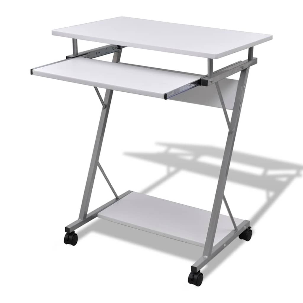 Computertisch Computertrolley PC-Schreibtisch Büroschreibtisch Laptoptisch auf Rädern weiß