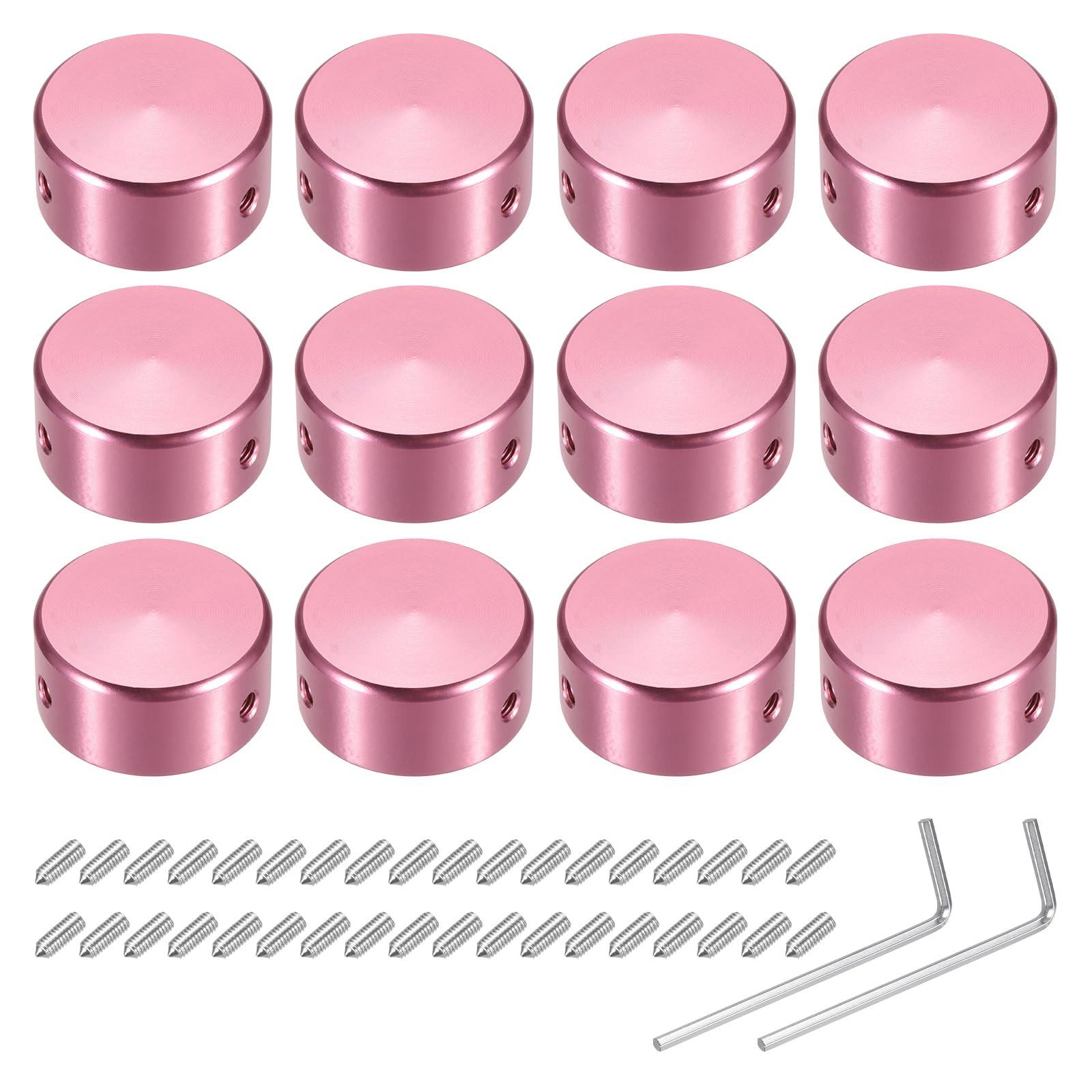 

uxcell 12pcs Foot Switch Guitar Pedal Button Metal Foot Switch Top Covers for Guitar Effect Pedal Pink Toppers, Caps, 3/8 Buttons,