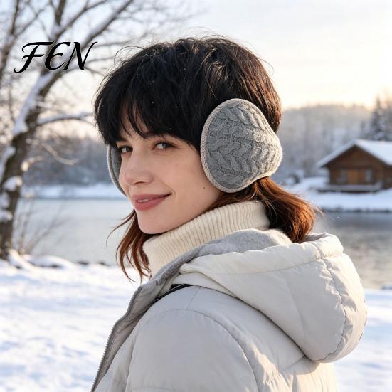 Soft Plush Ear Covers Winter Muffs for Women Men, Foldable Earmuffs with Thickened Cozy Protectors Lining, Knit Thermal Warmers Outdoor Sports Skiing