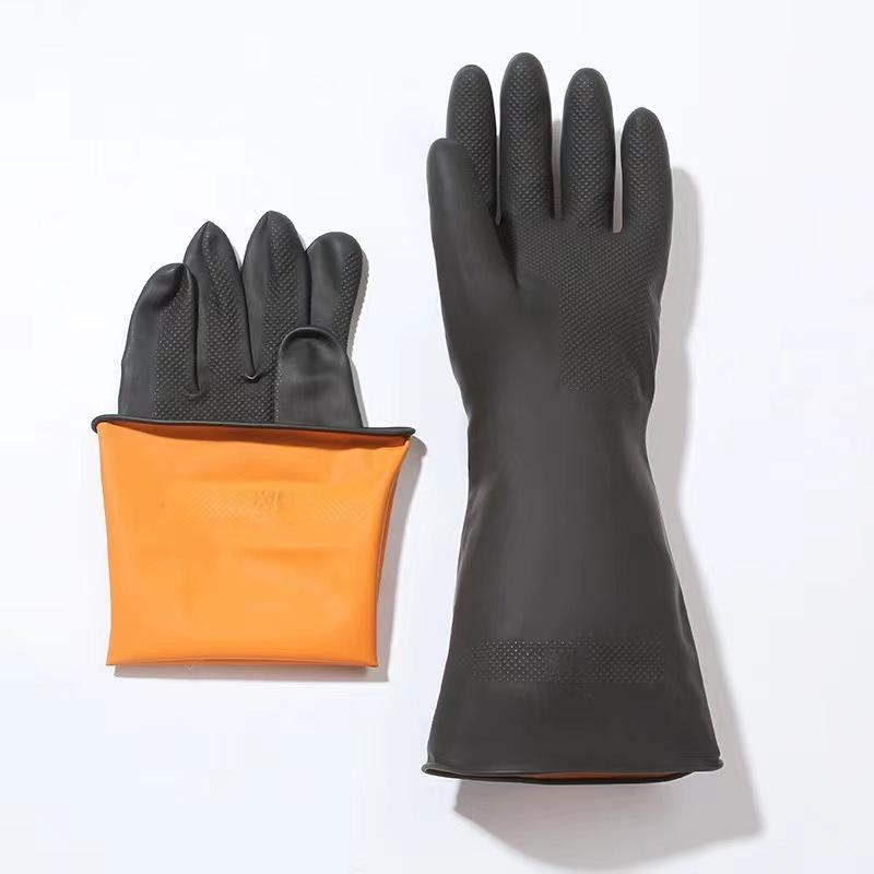 Thickened Black Latex Gloves: Acid & Alkali Resistant, Waterproof, Durable, Non-Slip, for Hair Dyeing and Car Washing.
