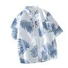 Retro Baumblatt Ananas Floral Kurzarm Sommer Vielseitig Unisex Strandhemd