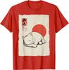 Gatto Bianco Dormiente Arte Giapponese Stile Ukiyo E Maglietta Grafica Casual in Cotone
