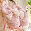 Women's Platform Cotton Slippers Winter Bow Knot Non Slip Home Slippers Thicken Warm Lightweight Comfortable Plush Shoes