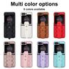For Samsung Galaxy Z Flip 5 4 3 Case Elegant Soft Plain Leather Wrist Strap Holder Shockproof Protective Back Cover Accessories