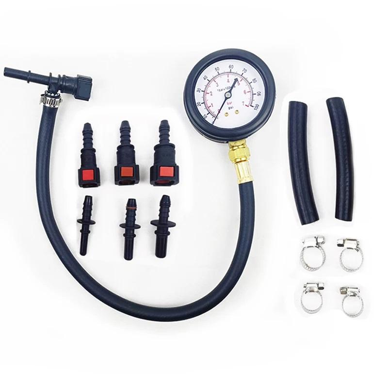 Car Motorcycle Automobile Fuel System Gasoline Pressure Gauge Tester Tool 0-100PSI with Valve 63mm 789mm 949mm