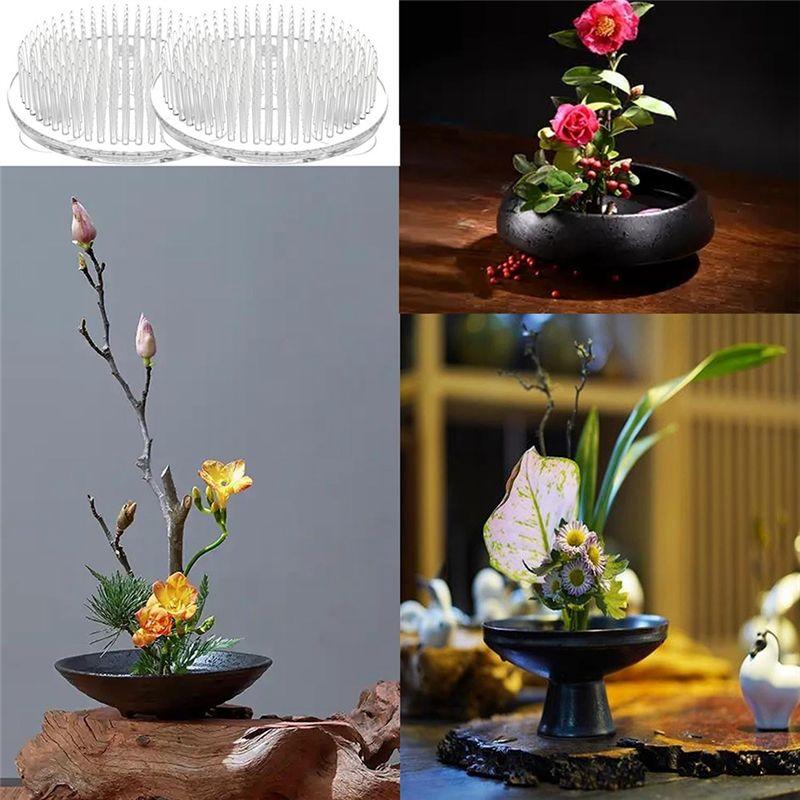 J1UL1N Clear Flower Frogs 12PCS Set, 2.76 Inch Plastic Pin Frogs For Vase Arrangement, Floral Pin Frog Tools