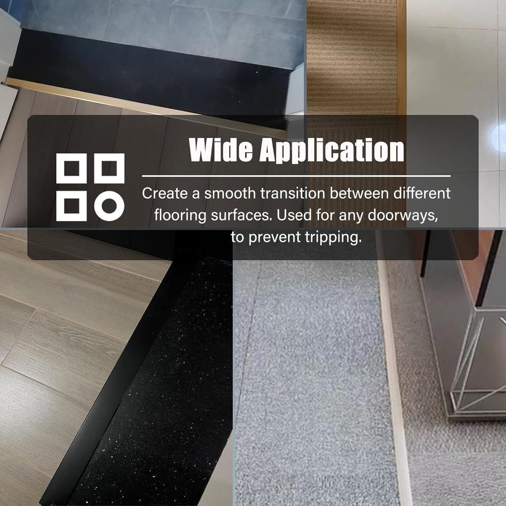 Floor Transition Strip Door Kitchen Bedroom, Door Edge Trim Strip for Tile/Carpet/Vinyl Flooring,Laminate Flooring Transition Strips,Self Adhesive