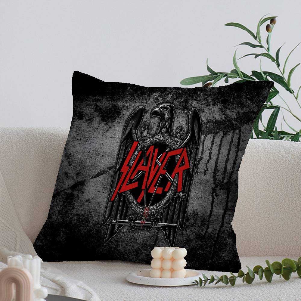 Rock S-Slayer Heavy Metal Band Pillow Covers Cartoon Sofa Decorative Home Double-sided Printing Short Plush Cute Cushion Cover