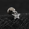 Right Grand ASTM F136 Titanium Star CZ Cartilage Earring 16G Dainty Star Flat Back Stud Tragus Conch Helix Nose Labret Piercing