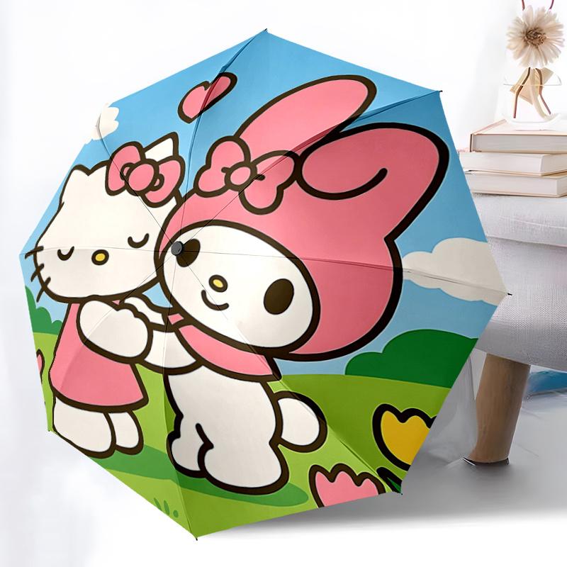 1pc Hello Kitty & My Melody Outdoor Umbrella - Automatic Opening/Closing Umbrella with Foldable Design, Iron Frame, Suitable for Fans, Travelers, Dail