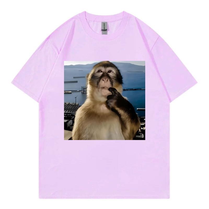 Monkey Thinking Funny Meme T Shirt Unisex Unisex Clothing Casual 100Cotton Summer TShirt High Quality Fashion Oversized TShirts