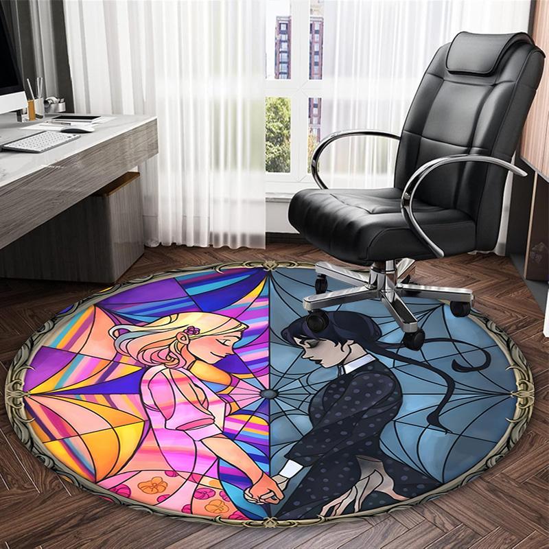 1pc Addams Family Wednesday7 Print Round Carpet Chair Round Carpet Suitable for Bedroom Living Room Home Decorative Carpet