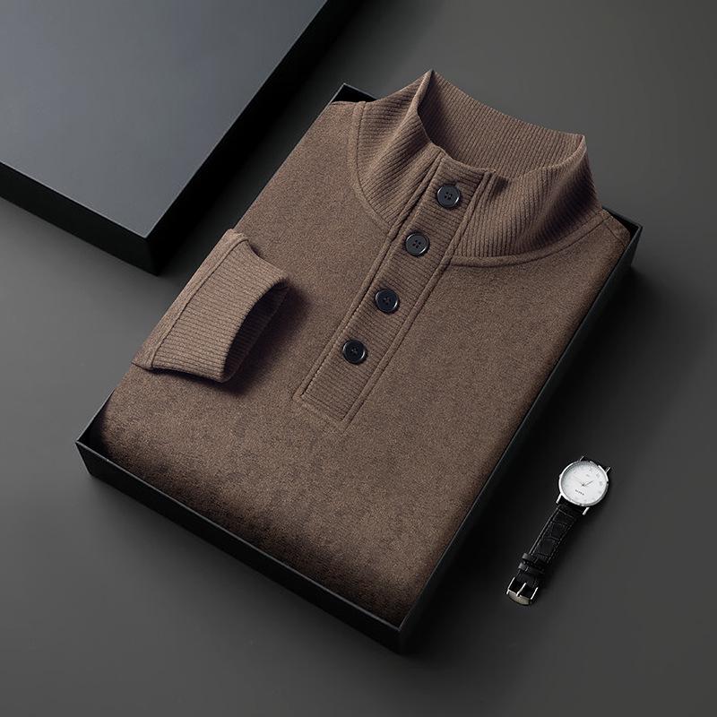 Men s Jacquard Fleece High-Collar Hoodie Long Sleeve T-shirt L