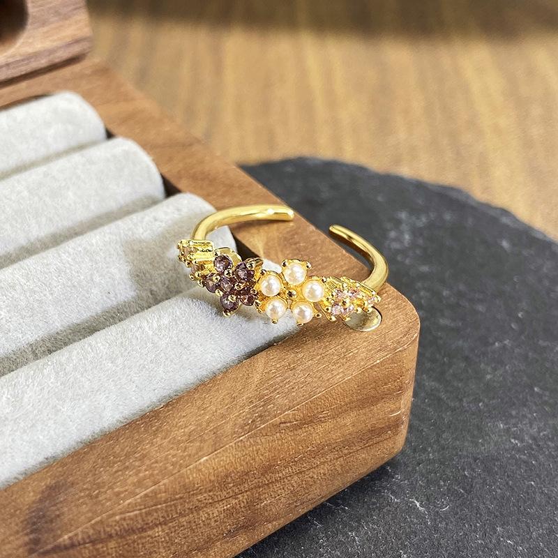 Средневековая Личность Цветок Бриллиант Ретро Мода Лотос Открытое Кольцо Женское Французский Двор Стиль Трехмерное Кольцо Adjustable opening