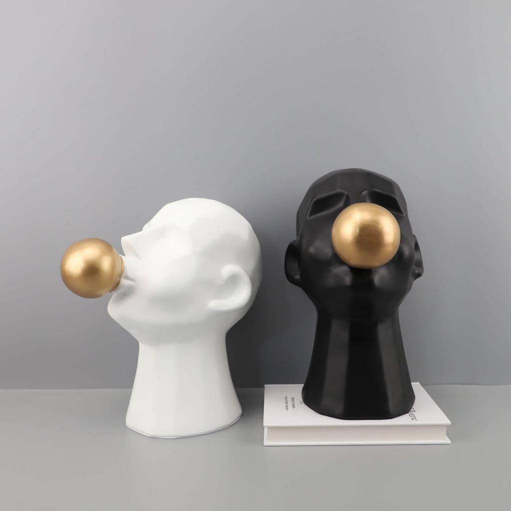Minimalist Resin Bubble-Blowing Boy Figure for Home Décor