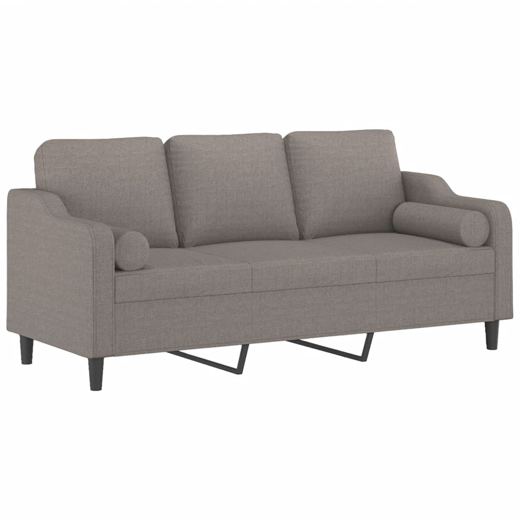 Vidaxl 3-Osobowa Sofa Z Poduszkami, Kolor Taupe, 180 Cm, Tkanina