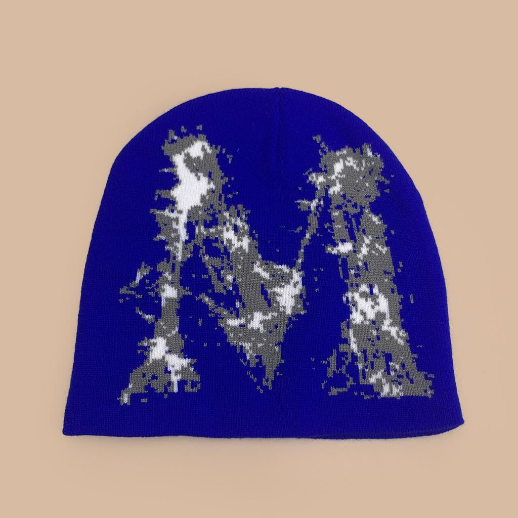 Autumn and Winter European and American Style Jacquard M Letter Knitted Hat Men and Women Warm Retro Street Ins Hip Hop Pullover Hat