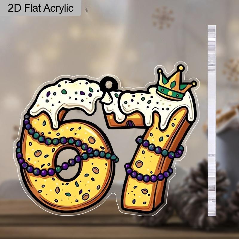 2D Flat Acrylic King Cake Style '67 Decoration, Indoor and Outdoor Decoration - No Battery/electricity Required, Free Day Decoration,