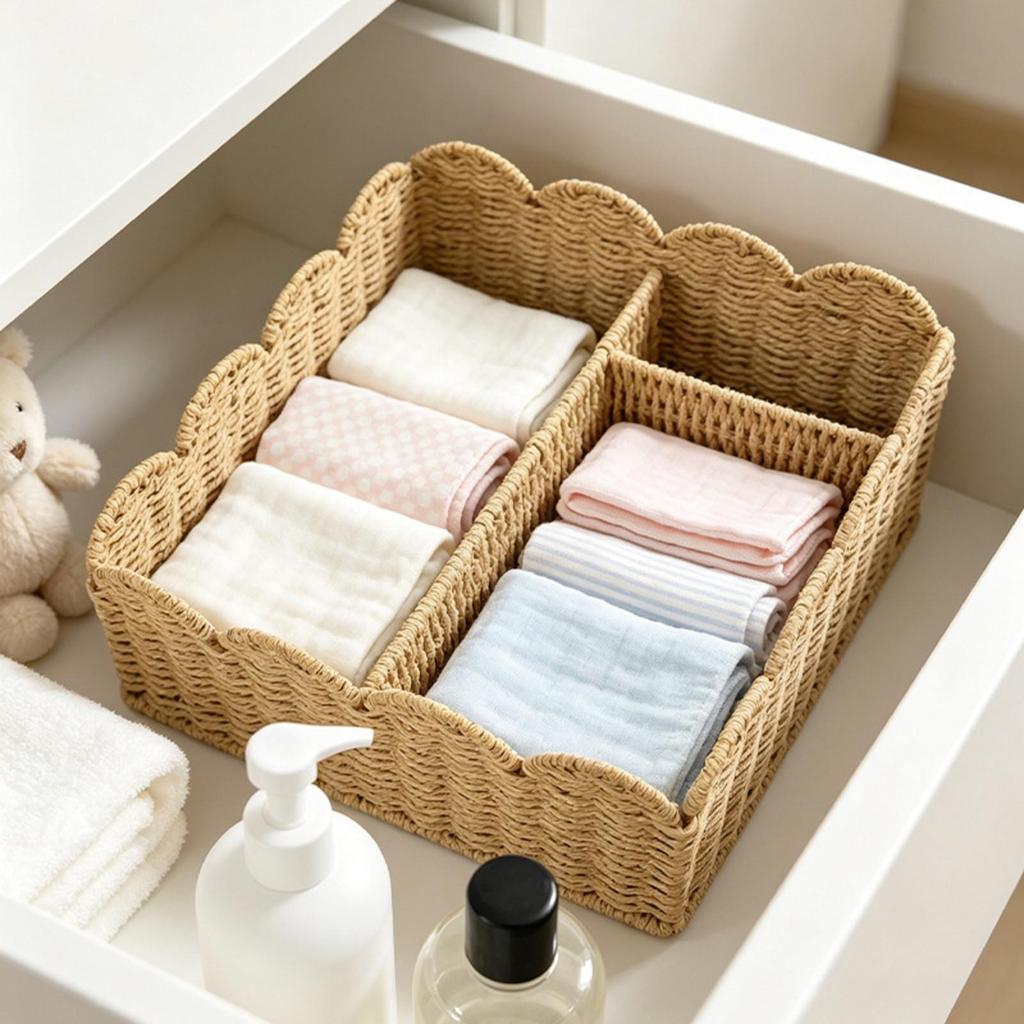 Divided Storage Basket Natural with Interior Organized for Shelf
