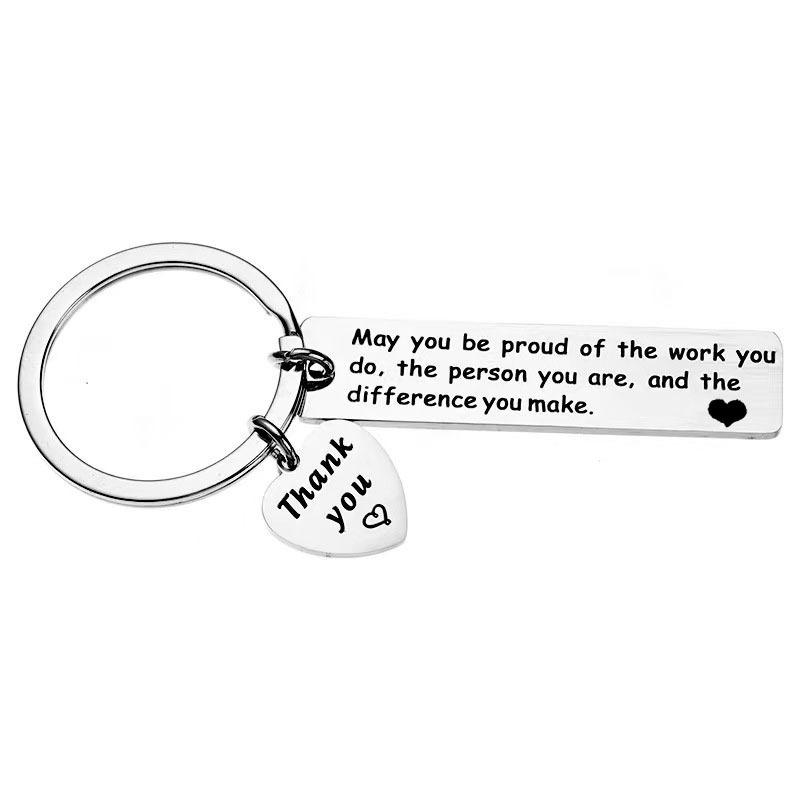 Stainless Steel Keychain Grateful Inspirational for Colleagues Teachers Holiday Gift Stainless Steel Keychain for Backpack Bag Pendant