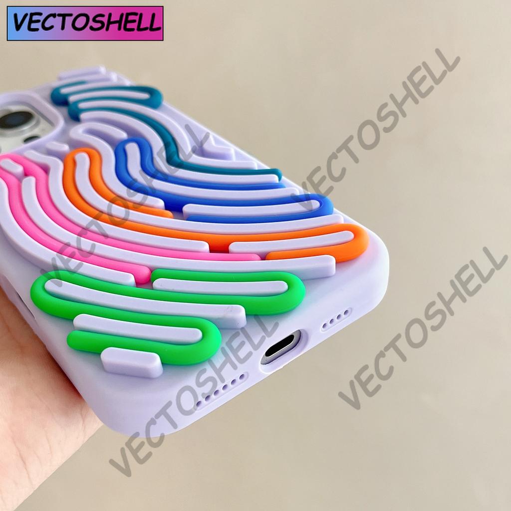 DIY Puzzle Maze Funny Sensory Activity Board Silicone Case For iPhone 16 15 14 13 Pro Max Creative Decompression Arc Soft Cover