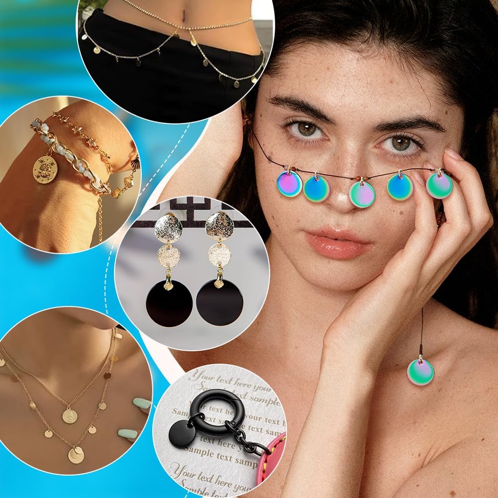 PH PandaHall 60pcs 3 Colors Stamping Tags, 15mm 304 Stainless Steel Blank Tag Pendants Flat Round Discs Blank Bar Stamping Discs Blank Name Pendant