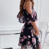 Damenkleid Rüschen Spaghettiträger Patchwork Schulterfrei Kurzarm Damen Trägerkleid für den Strand