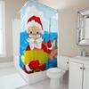 Tu Santa Claus Fishing Shower Curtain Festive Holiday Bathroom Decor Waterproof Christmas Themed Backdrop For Tub